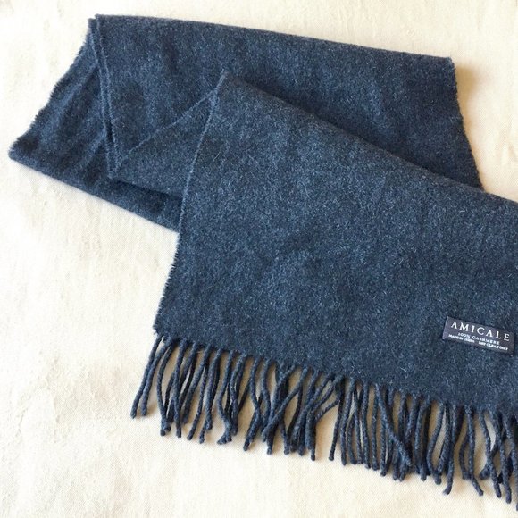 Amicale Super Soft Lightweight Solid Grey Cashmere Scarf - Picture 2 of 4